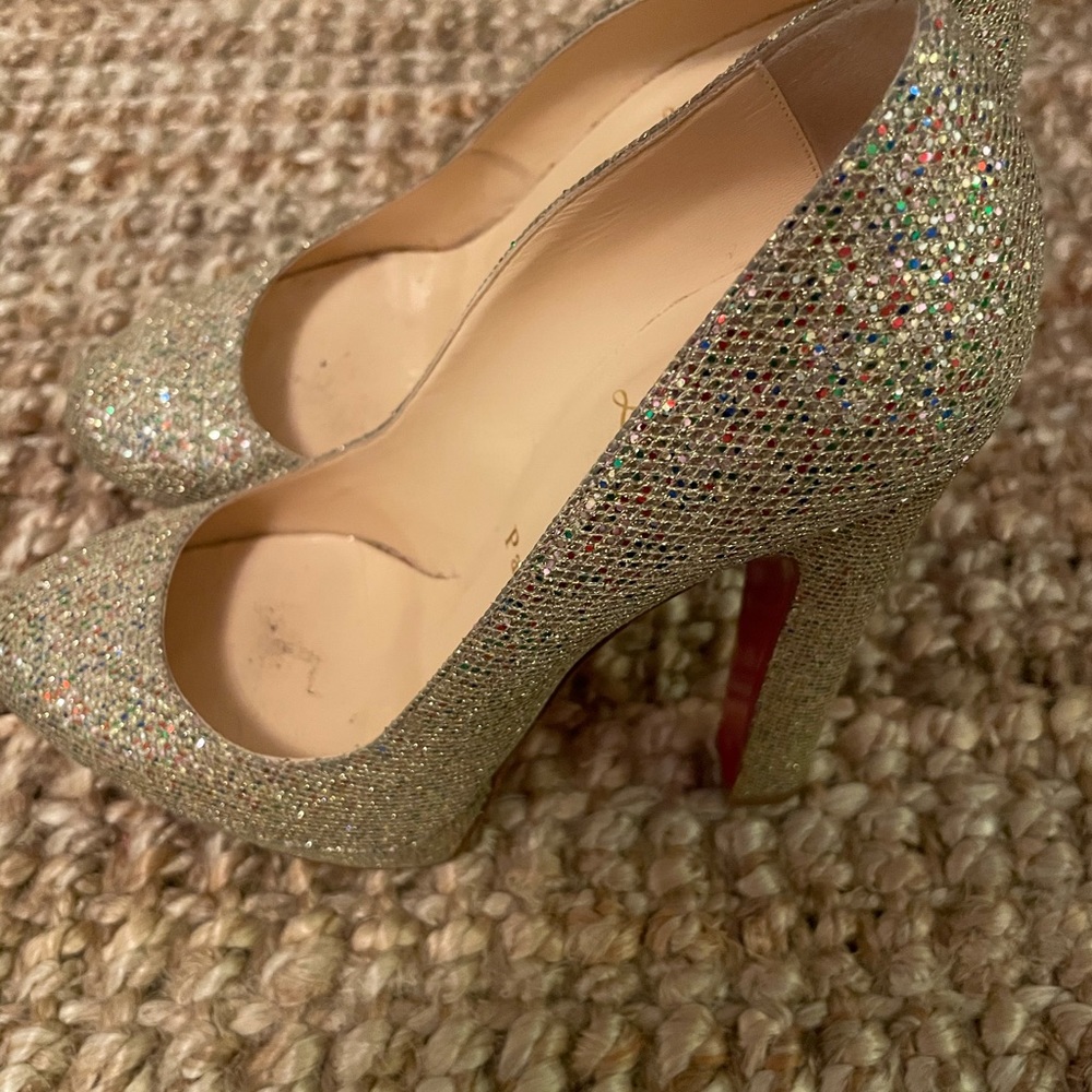 Preloved Christian Louboutin glitter BB platforms